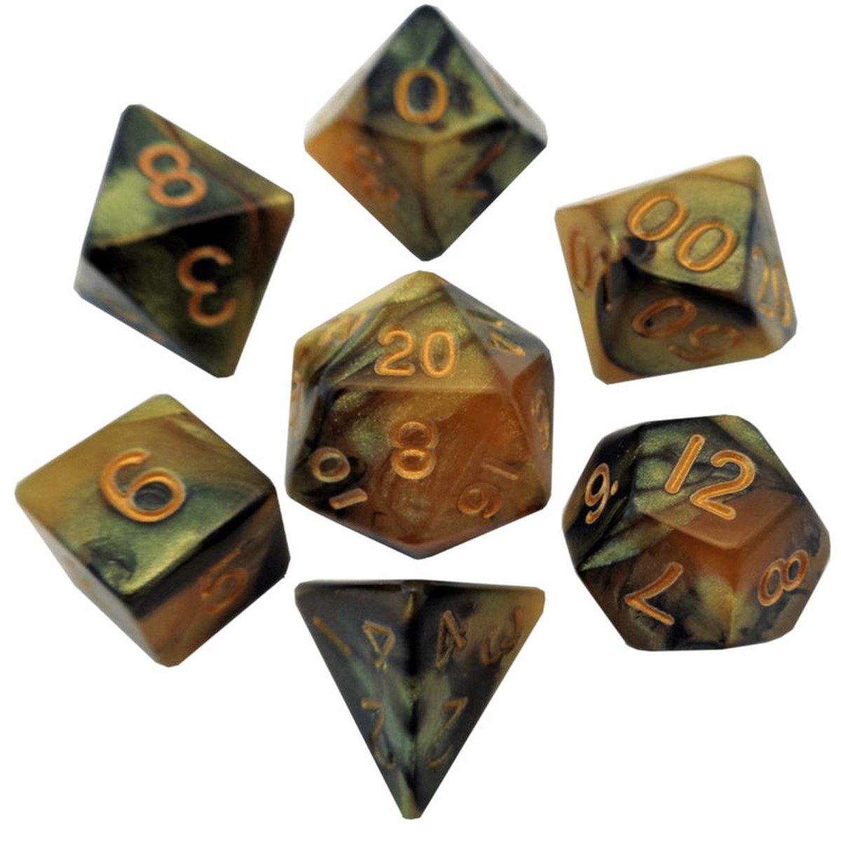 Metallic Dice Games Black-Yellow/Gold 7ct Polyhedral Dice Set