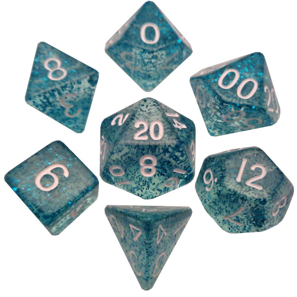 Metallic Dice Games Ethereal Light Blue/White 7ct Polyhedral Dice Set