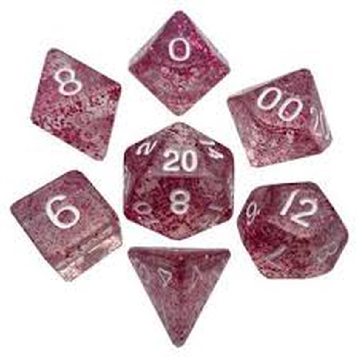 Metallic Dice Games Ethereal Pink/White 7ct Polyhedral Dice Set