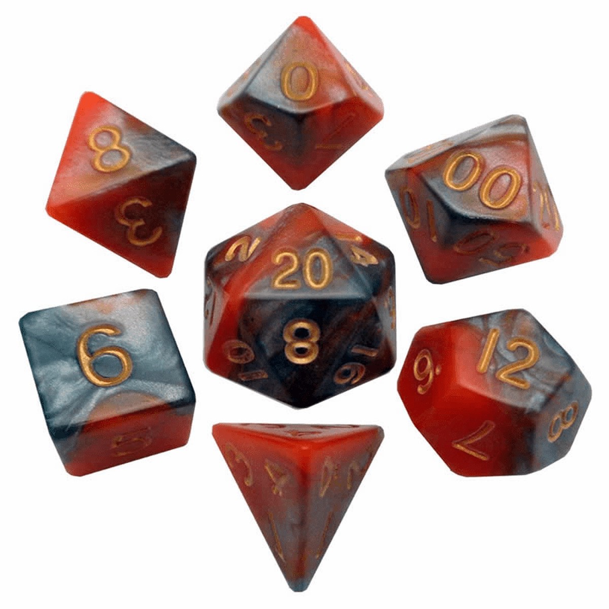 Metallic Dice Games Orange-Brown/Gold 7ct Polyhedral Dice Set