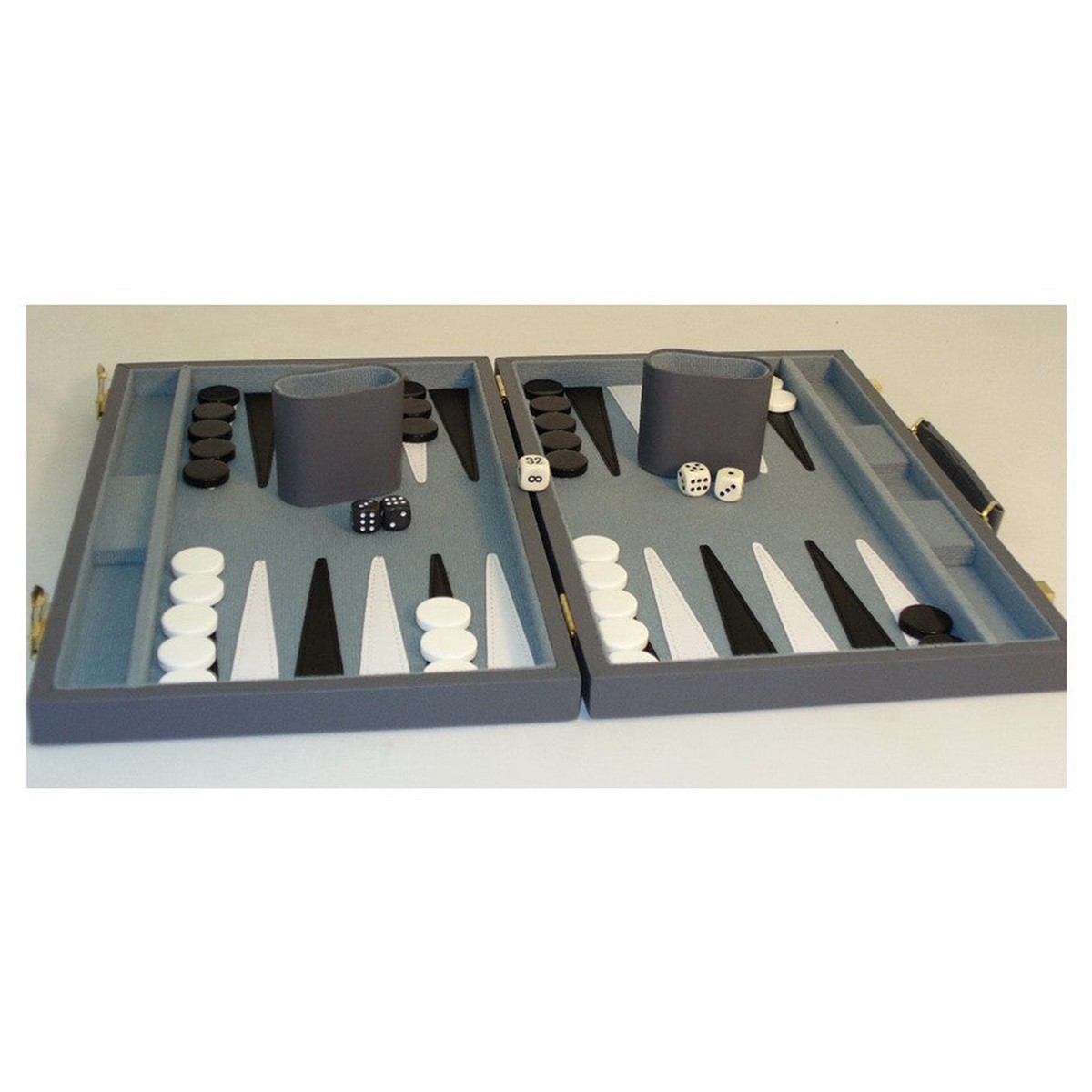 Backgammon Set: 15" with Grey Vinyl Lining