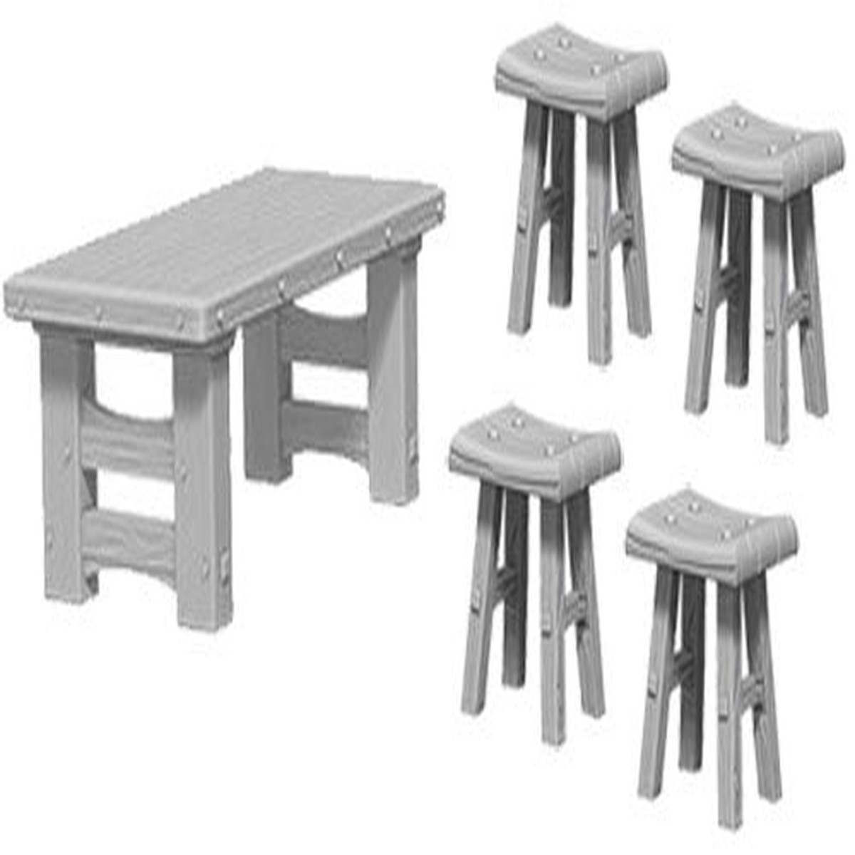 Pathfinder Deep Cuts Unpainted Miniatures: Wooden Tables & Stools