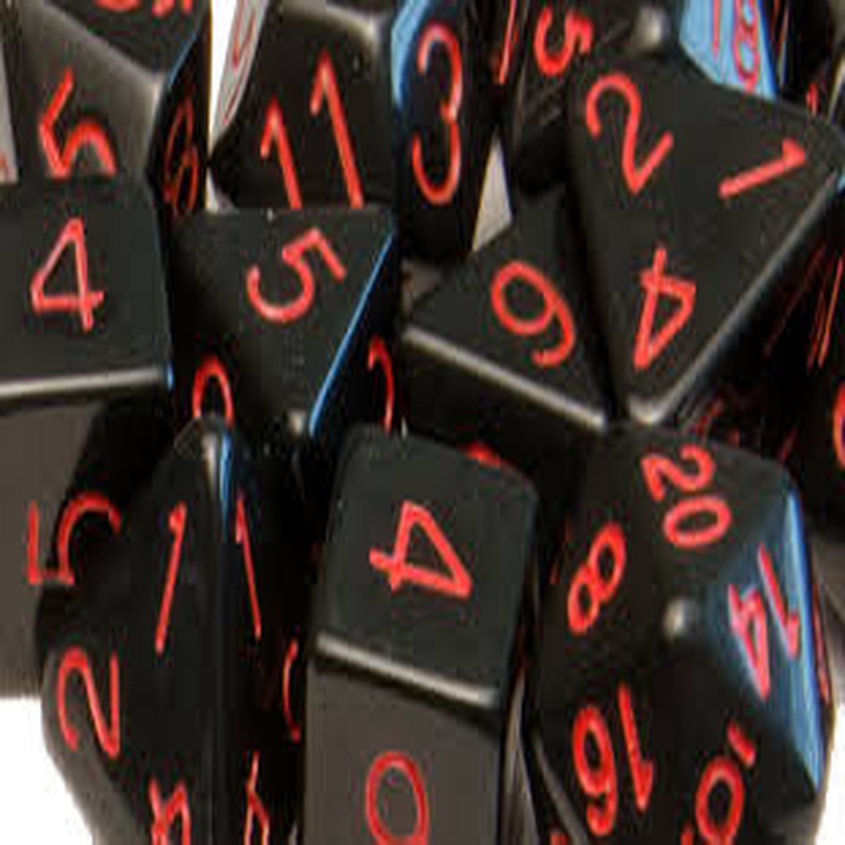 Role4Initiative Opaque Black with Red Numbers 7ct Polyhedral Set