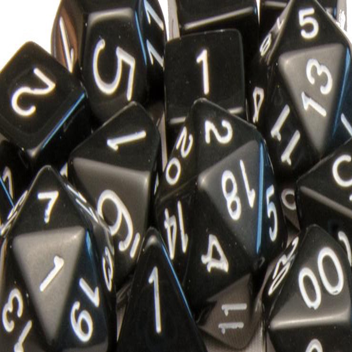 Role4Initiative Opaque Black with White Numbers 7ct Polyhedral Set