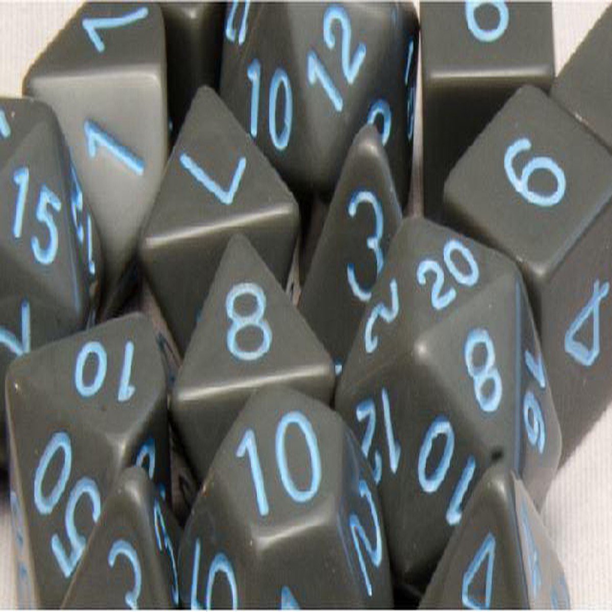 Role4Initiative Opaque Dark Gray with Light Blue Numbers 7ct Polyhedral Set