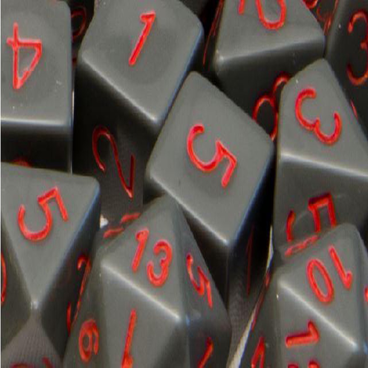 Role4Initiative Opaque Dark Gray with Red Numbers 7ct Polyhedral Set