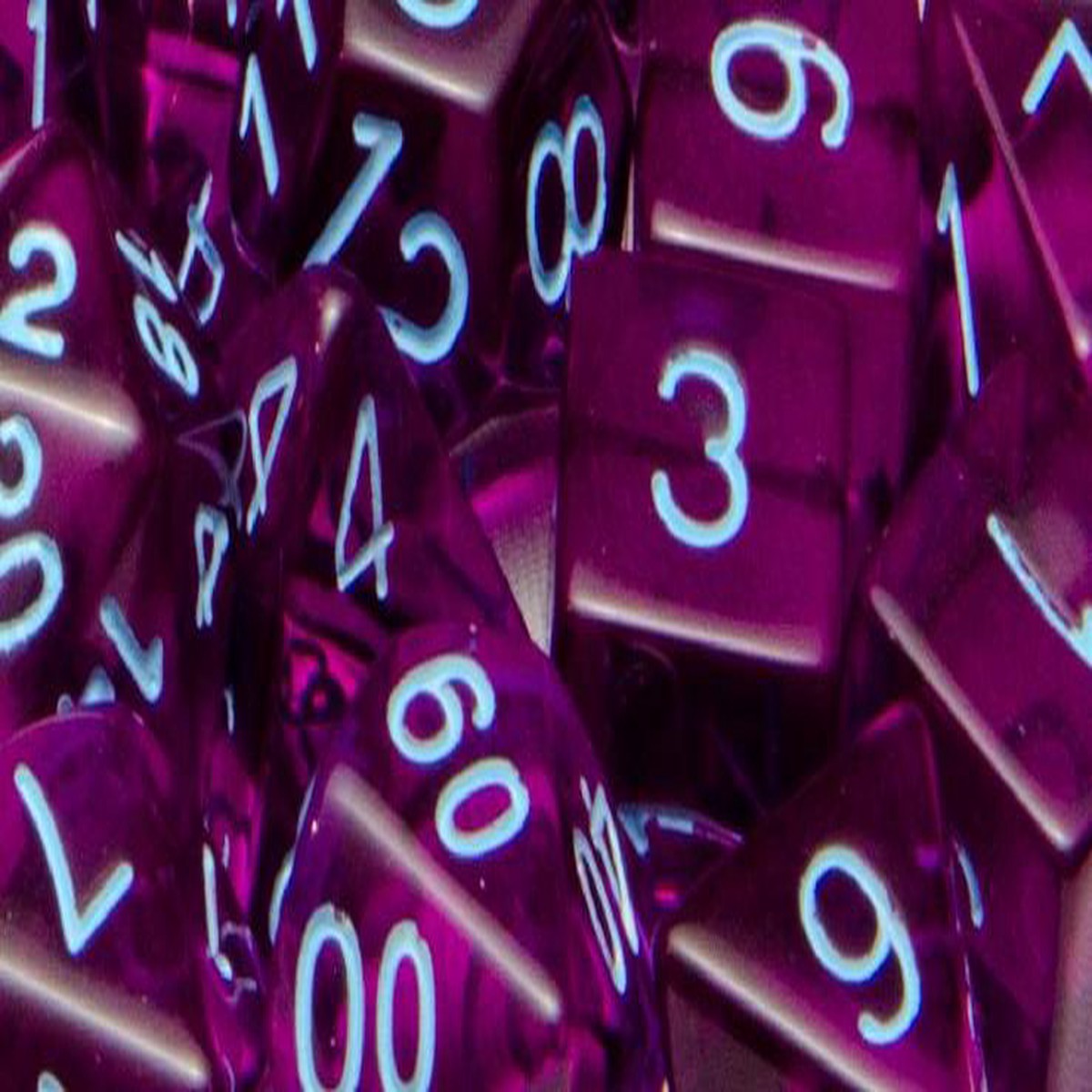 Role4Initiative Translucent Dark Purple with Light Blue Numbers 7ct Polyhedral Set