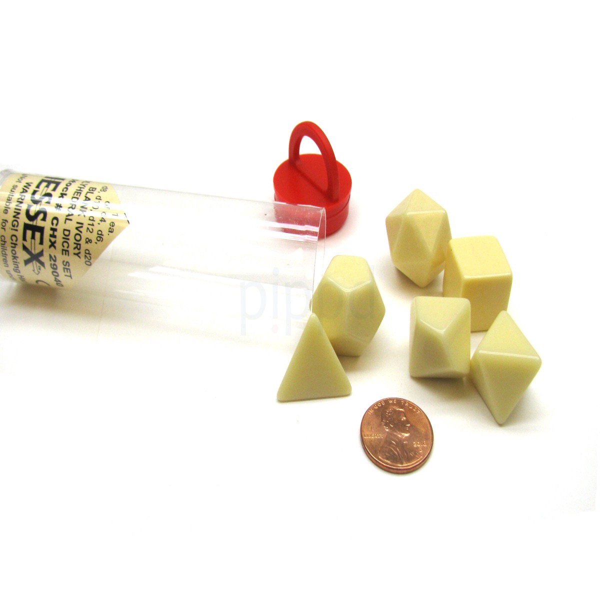Chessex Blank Ivory 6ct Polyhedral Set (29040)