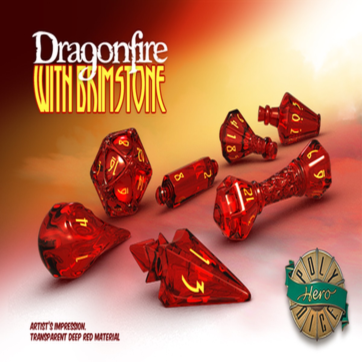 PolyHero Wizard Dragonfire 7ct Dice Set