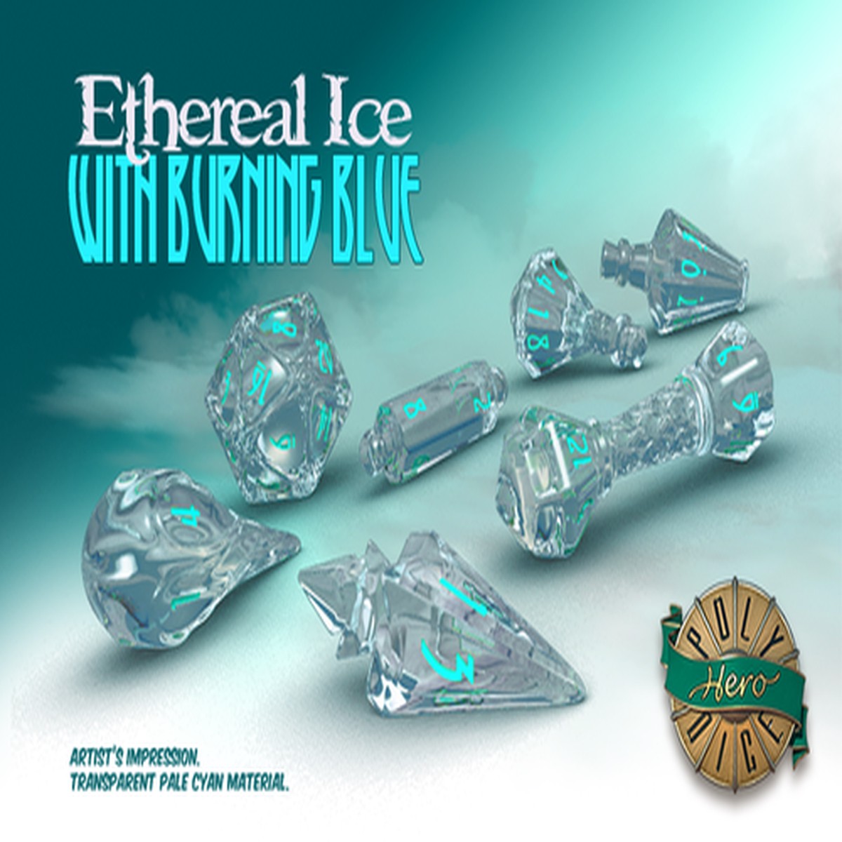 PolyHero Wizard Ethereal Ice 7ct Dice Set
