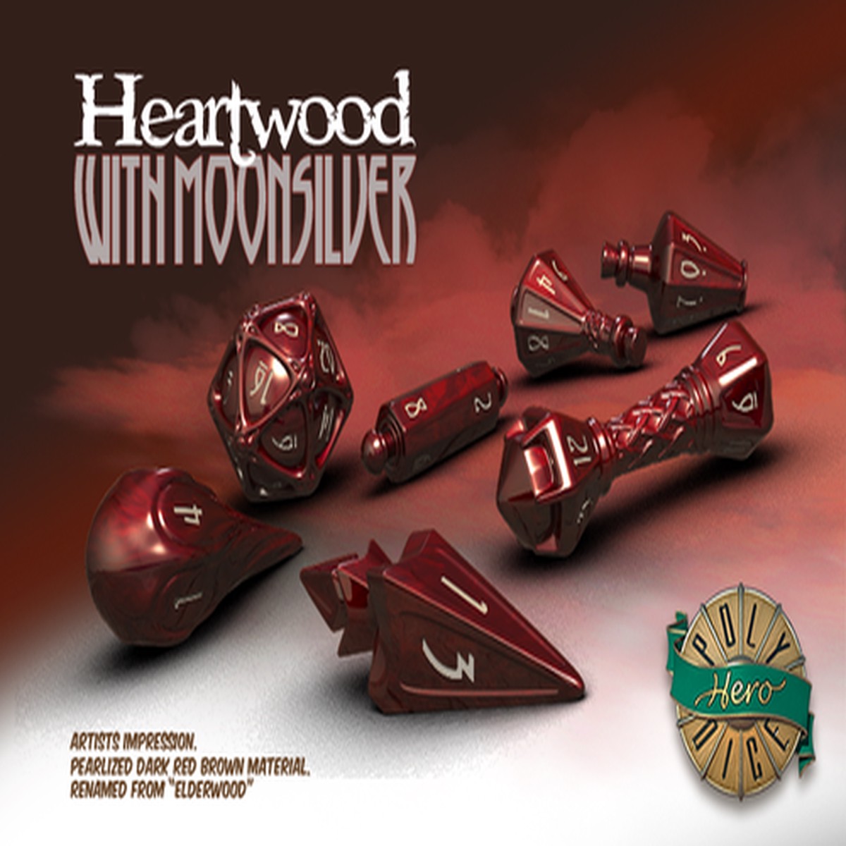 PolyHero Wizard Heartwood 7ct Dice Set
