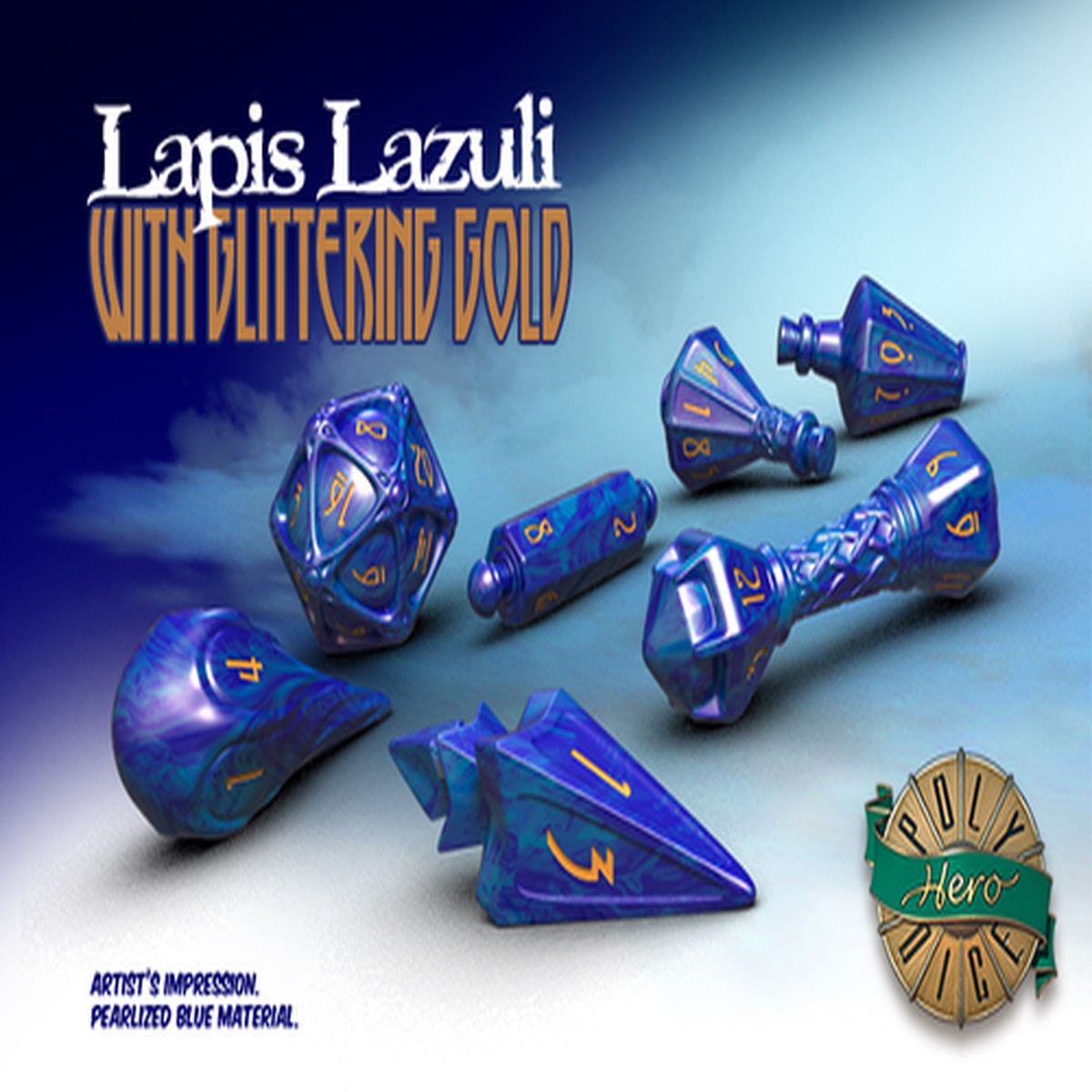 PolyHero Wizard Lapis Lazuli 7ct Dice Set