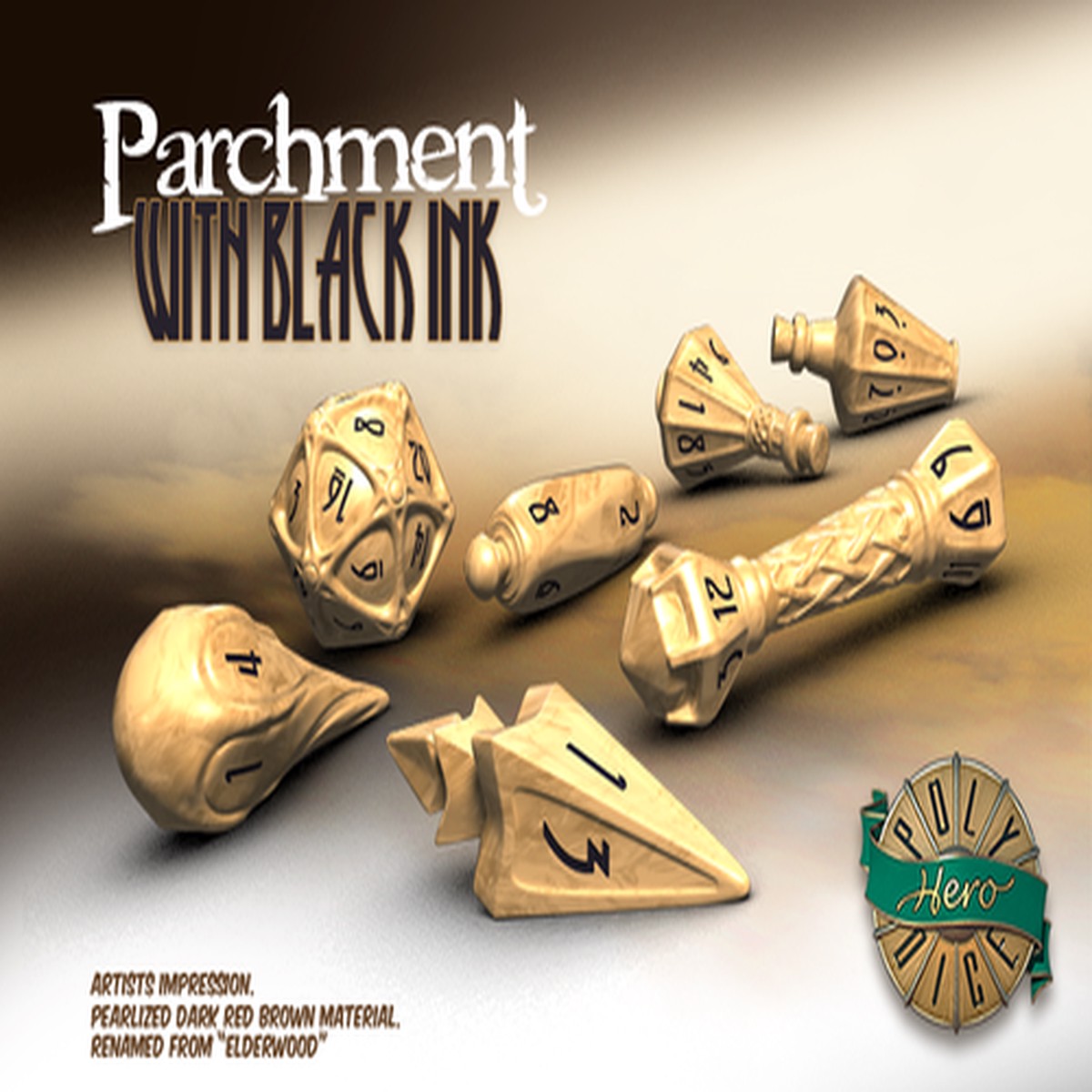 PolyHero Wizard Parchment 7ct Dice Set
