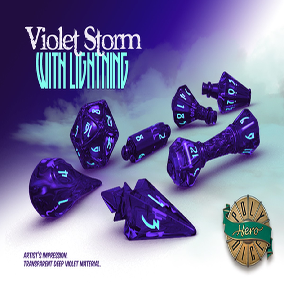PolyHero Wizard Violet Storm 7ct Dice Set
