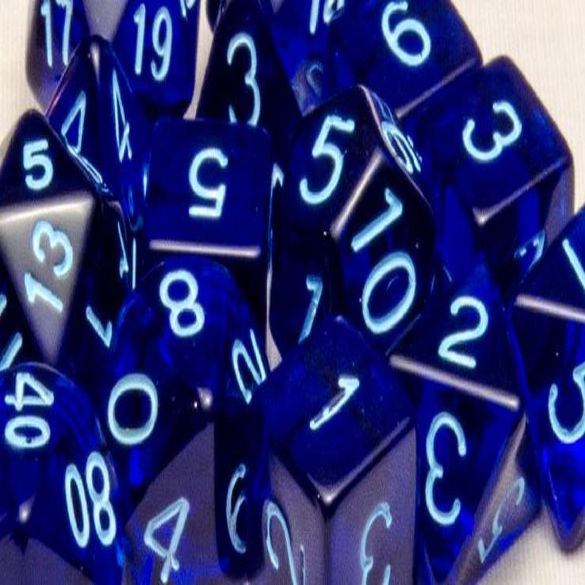 Role4Initiative Translucent Dark Blue with Light Blue Numbers 7ct Polyhedral Set