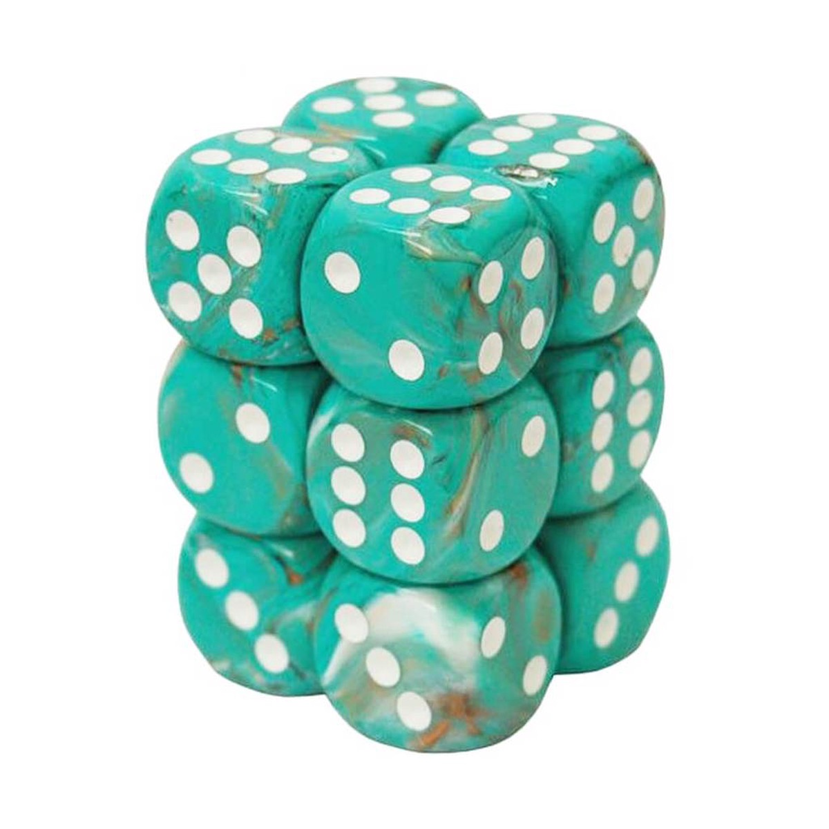 Chessex 16mm Marble Oxi-Copper/White 12ct D6 Set (27603)