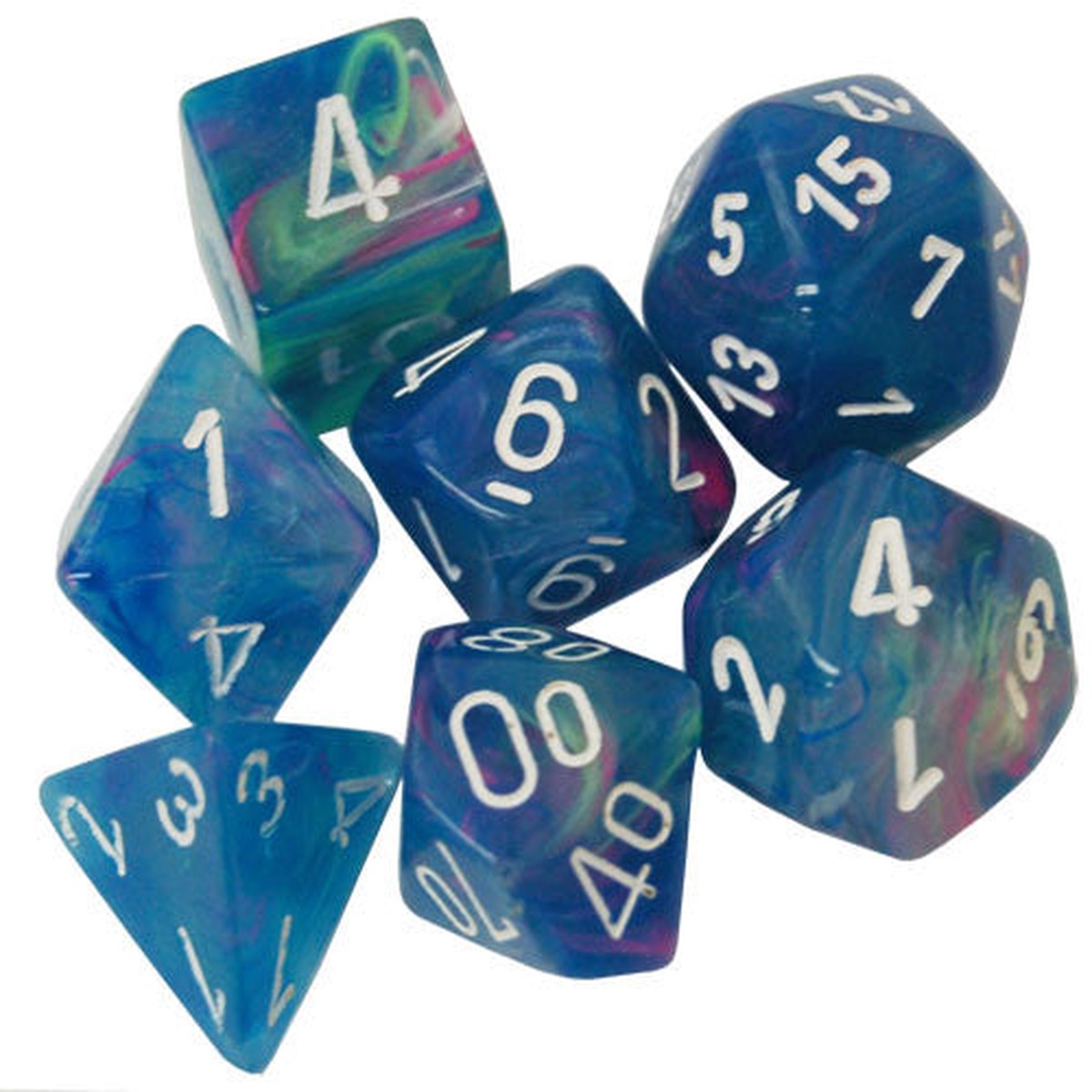 Chessex Festive Waterlily/White 7ct Polyhedral Set (27546)