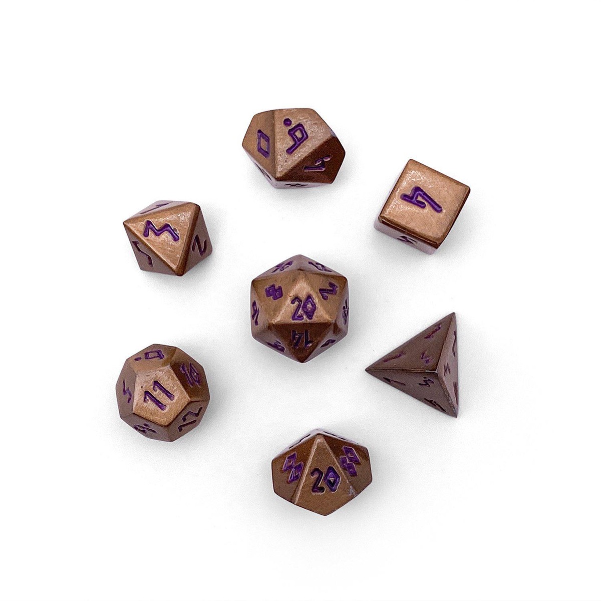 Pebble 10mm Alloy Mini Polyhedral Dice Set - Mystic Copper