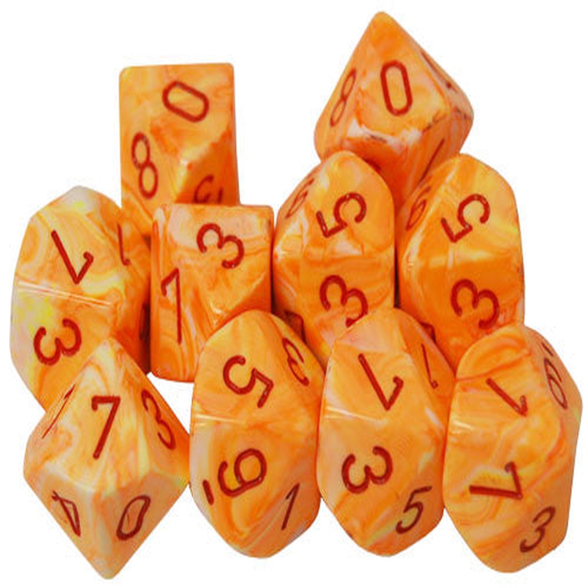 Chessex Festive Sunburst/Red 10ct D10 Set (27253)