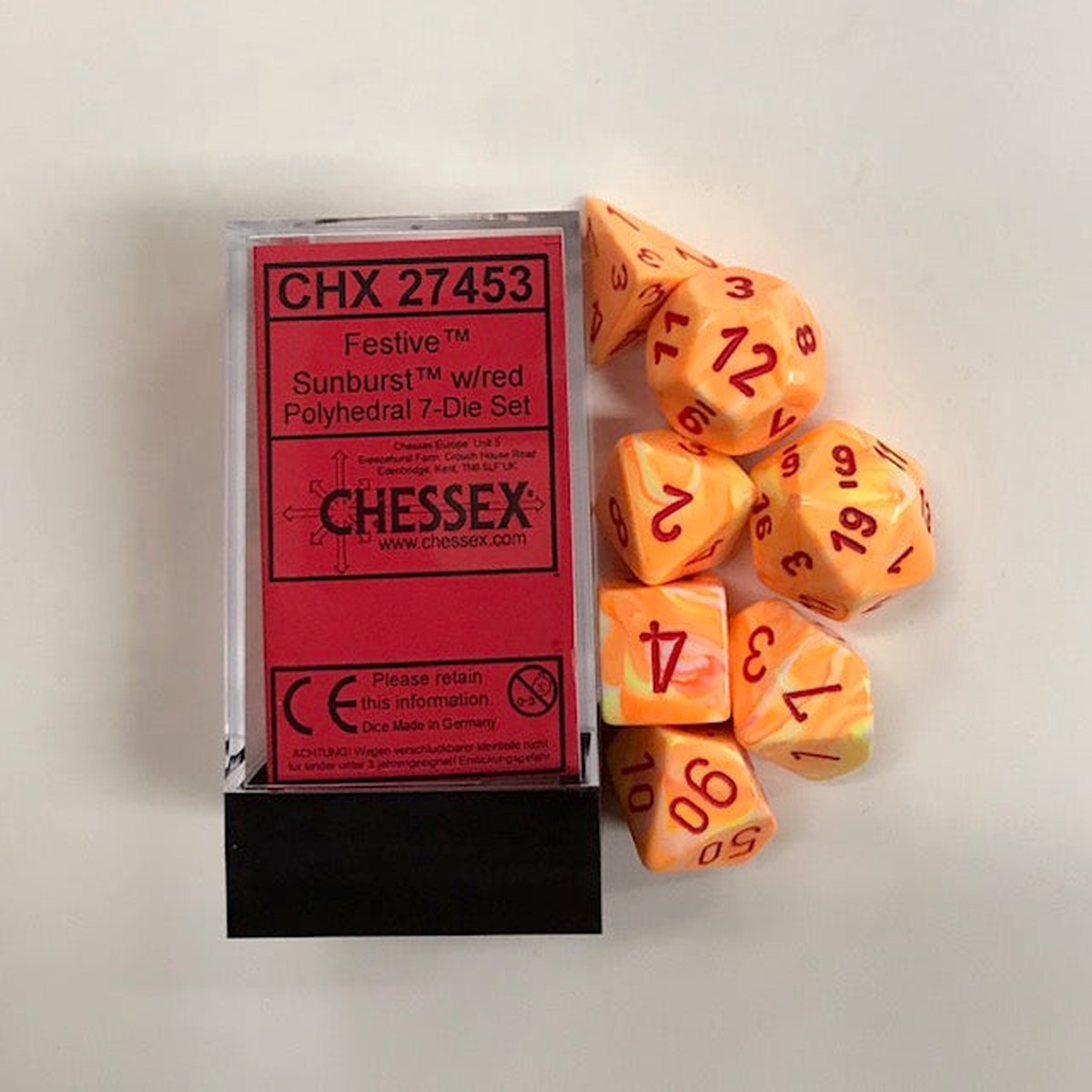 Chessex Festive Sunburst/Red 7ct Polyhedral Set (27453)