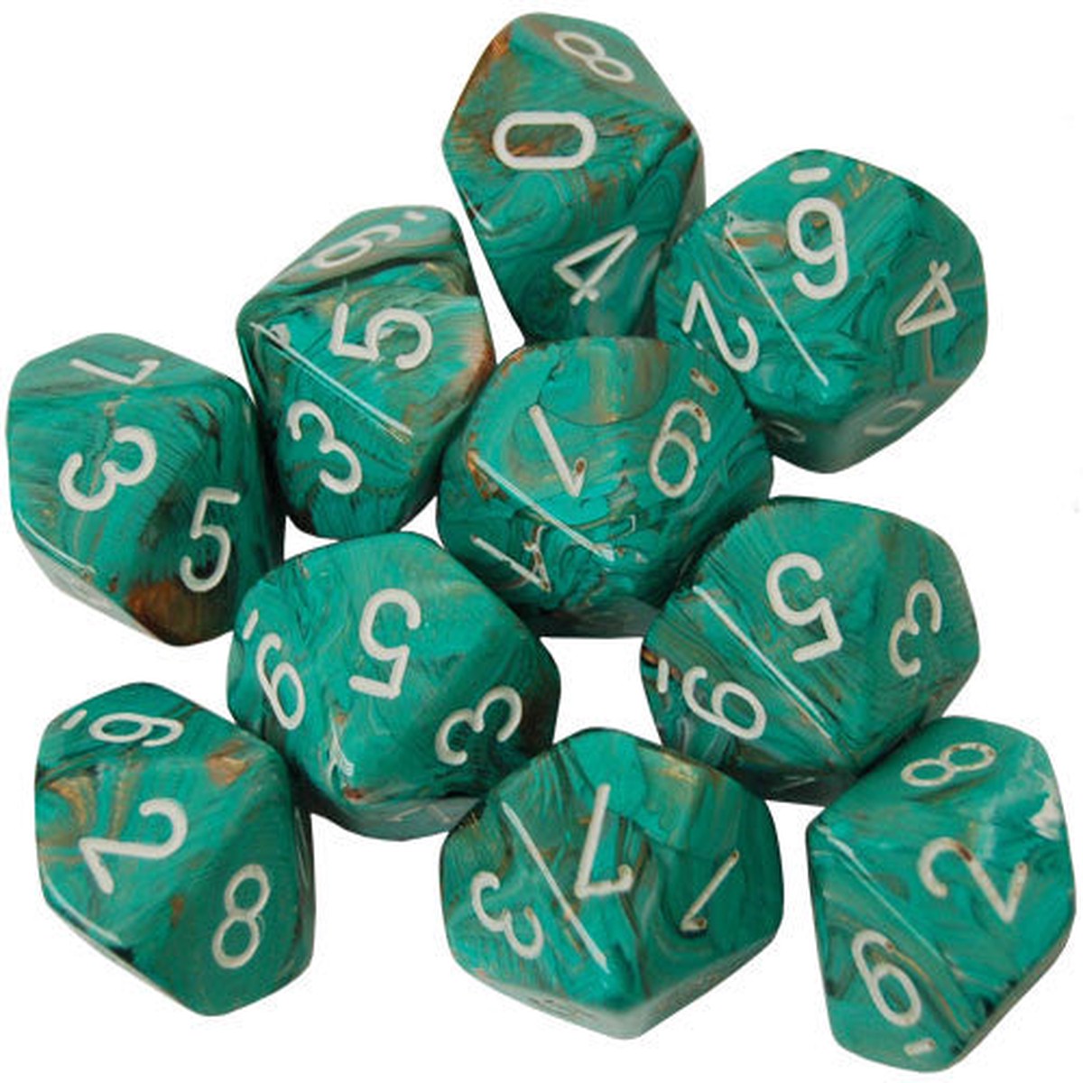 Chessex Marble Oxi-Copper/White 10ct D10 Set (23203)
