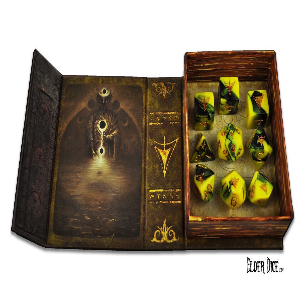 Elder Dice 9ct Polyhedral Dice Set Yellow Sign