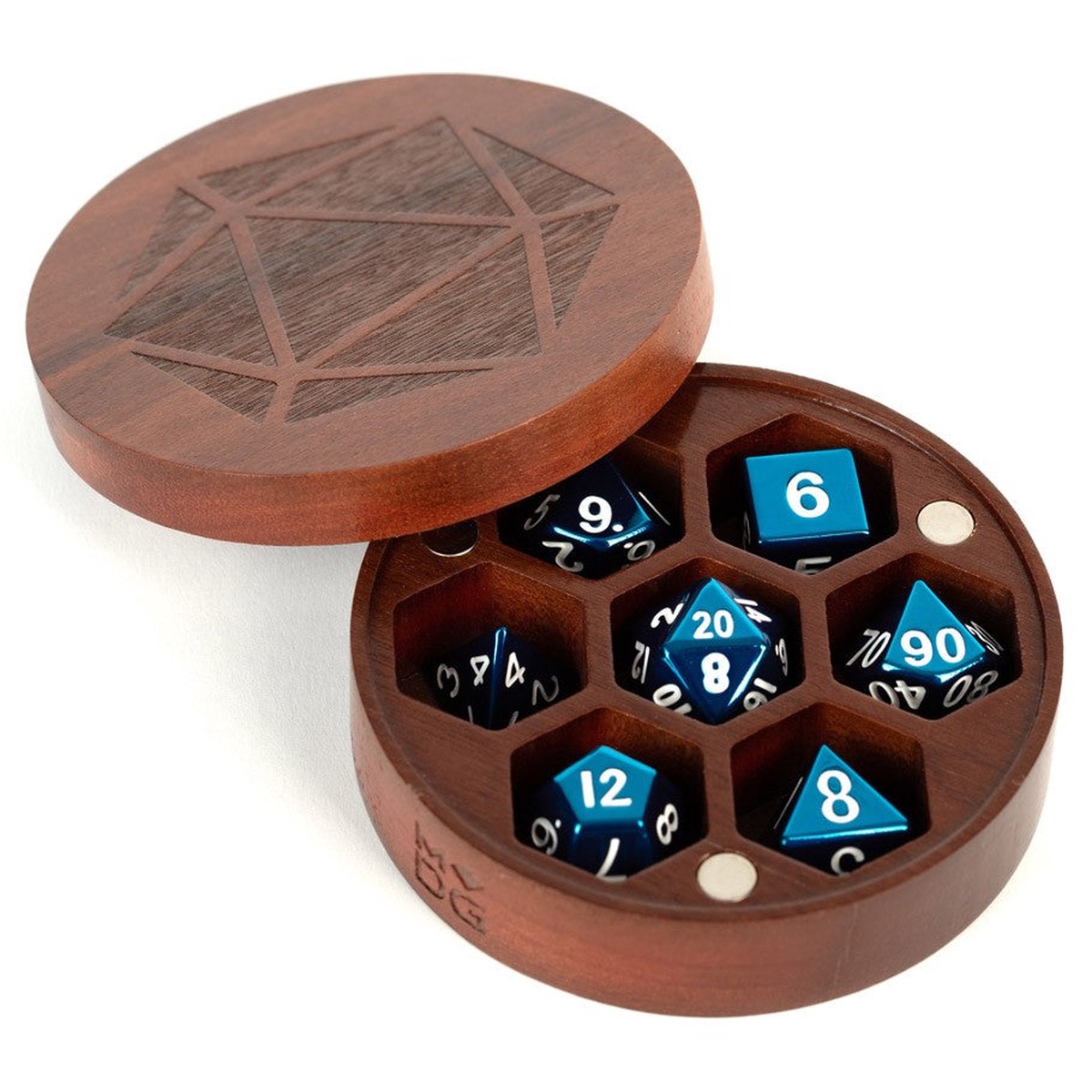 Metallic Dice Games Premium Wooden Round Dice Chest Purple Heart