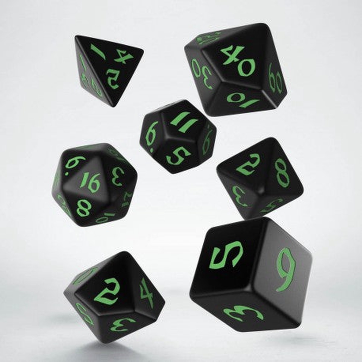 Q-Workshop Classic Runic Black/Green 7ct Polyhedral Set