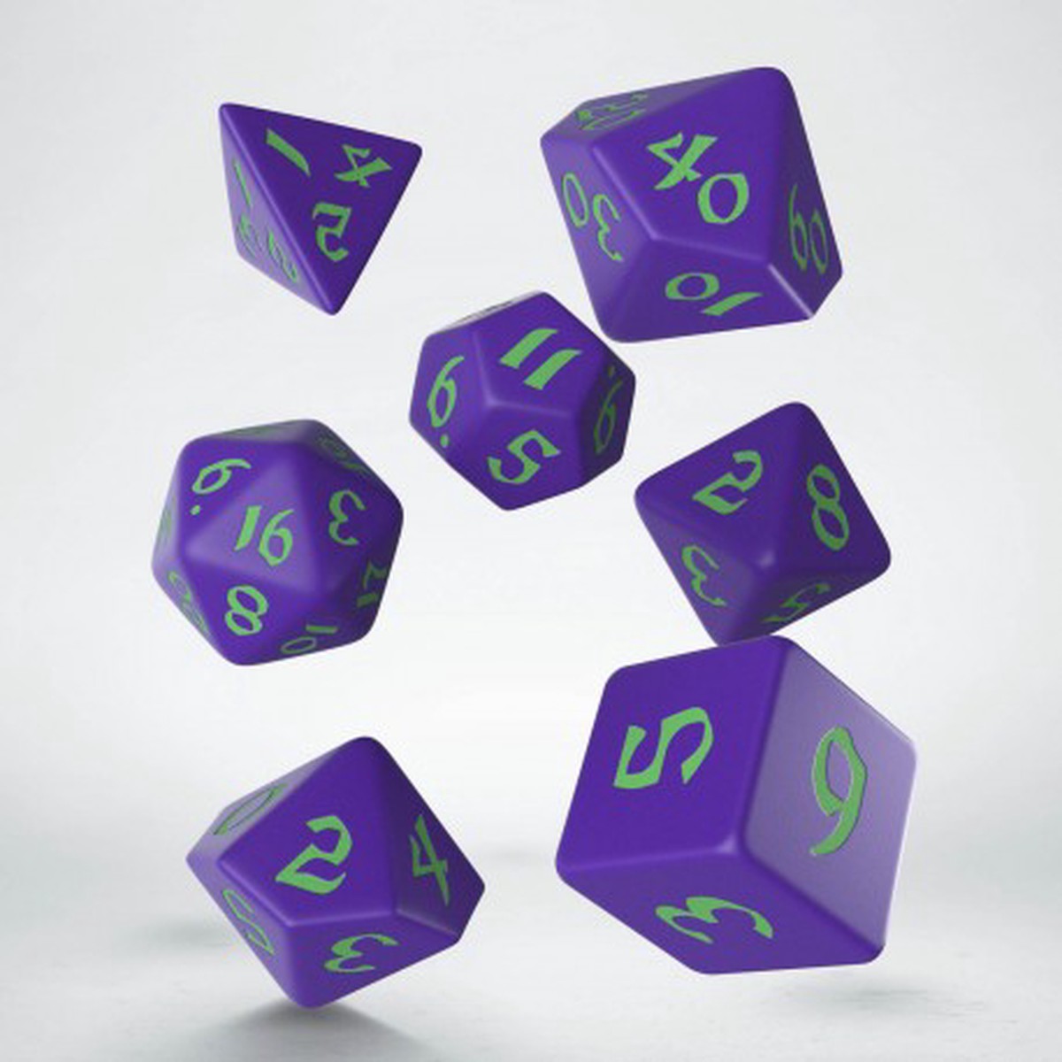 Q-Workshop Classic Runic Purple/Green 7ct Polyhedral Set