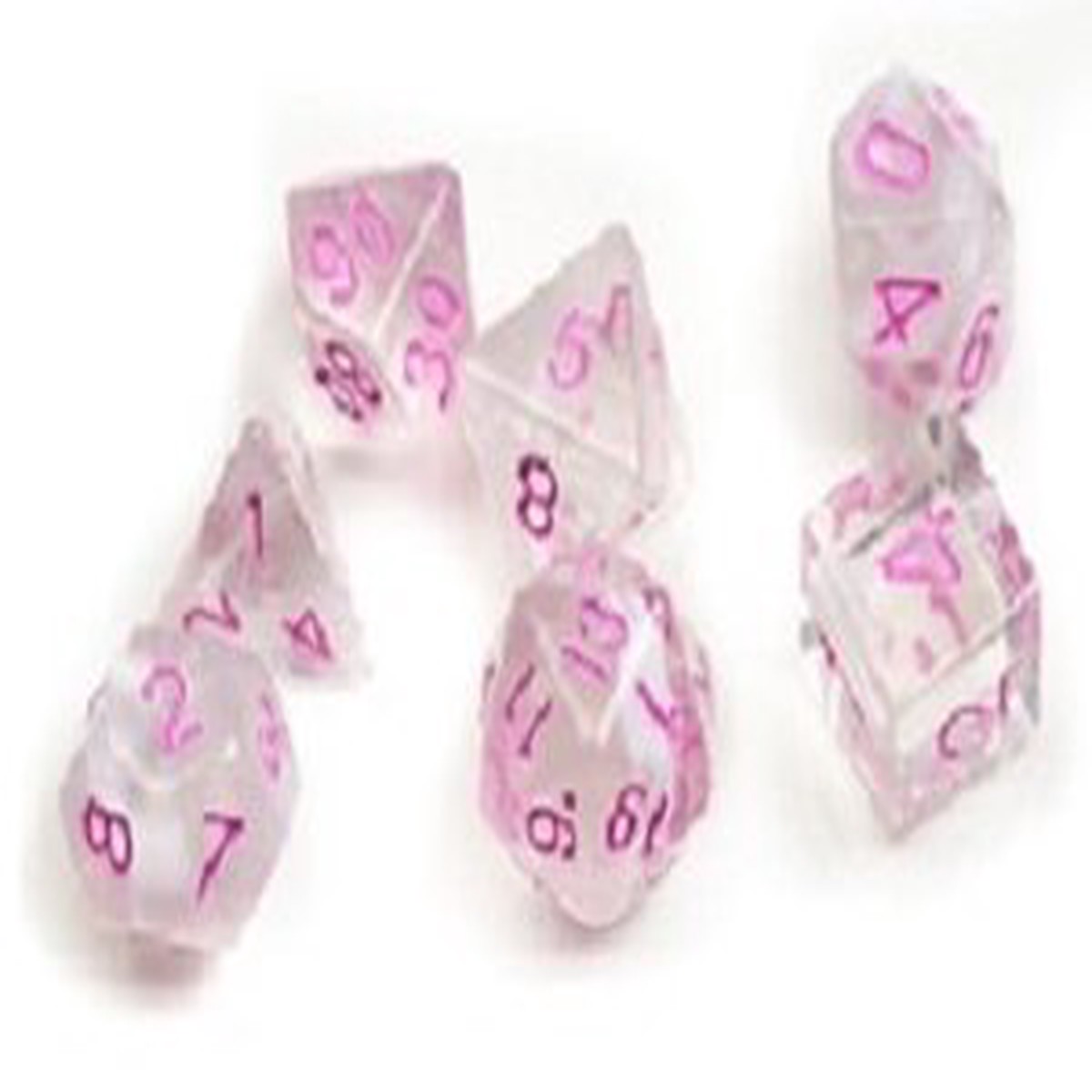 Sirius Dice White Cloud Pink 7ct Polyhedral Set