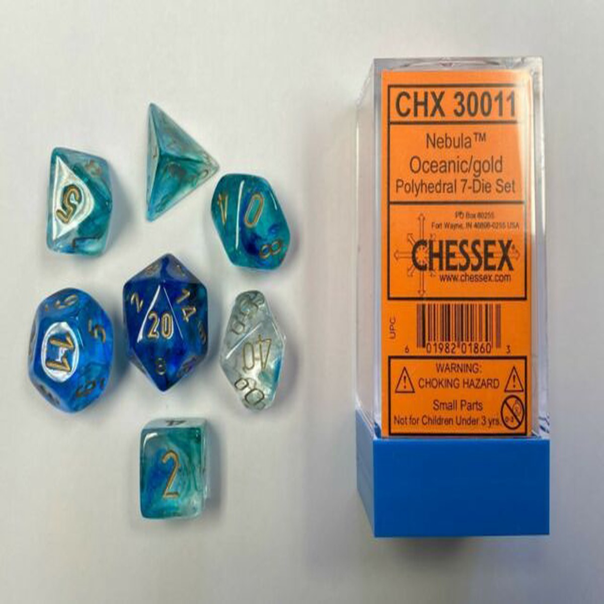 Chessex Lab Luminary Nebula Oceanic/Gold 7ct Polyhedral Set (30011)