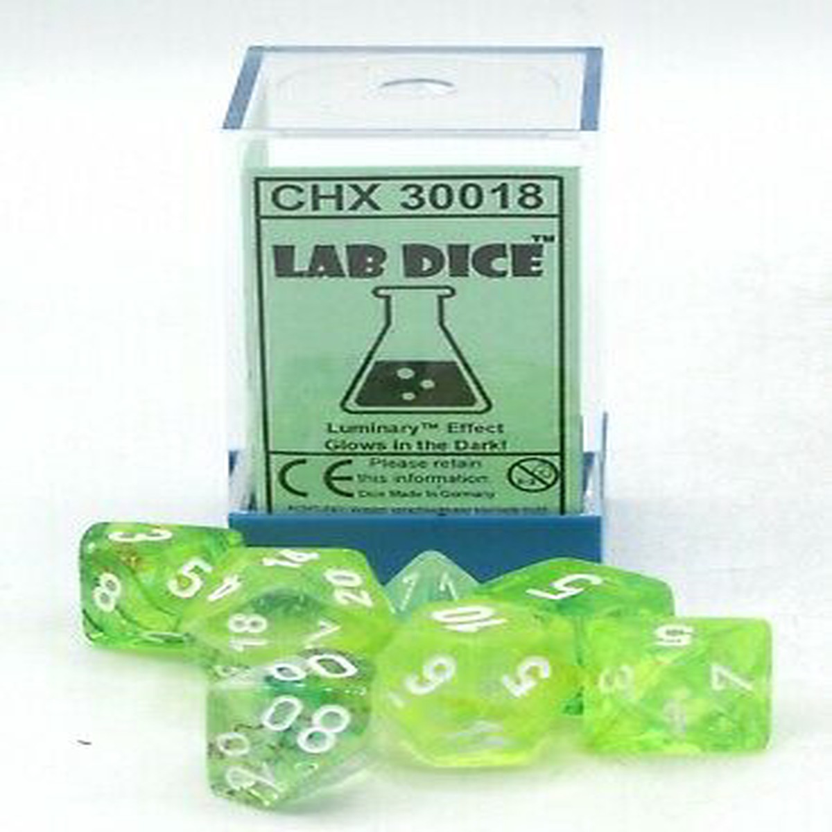 Chessex Lab Luminary Nebula Spring/White 7ct Polyhedral Set (30018)