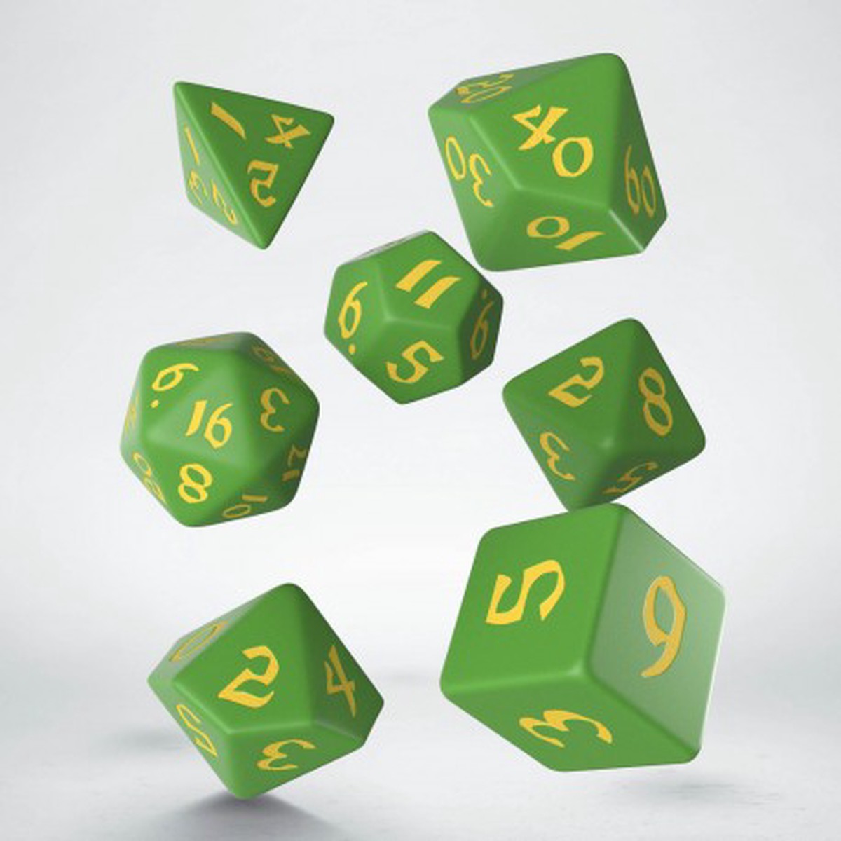 Q-Workshop Classic Runic Green/Yellow 7ct Polyhedral Set