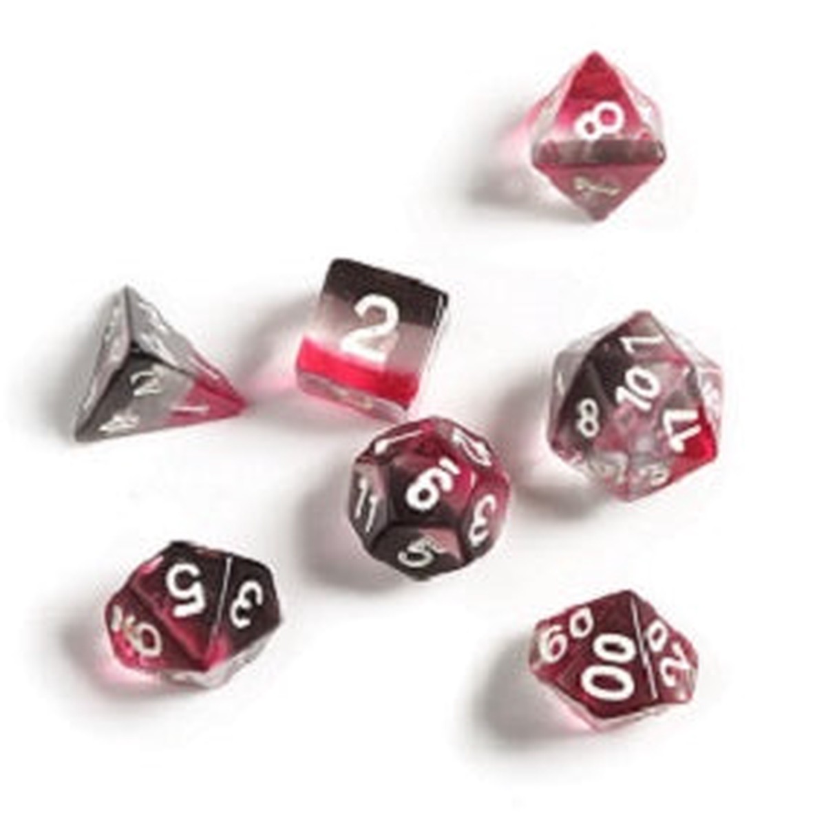 Sirius Dice Pink-Clear-Black 7ct Polyhedral Set