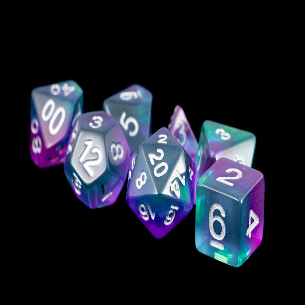 Metallic Dice Games Blue Aurora 7ct Polyhedral Dice Set