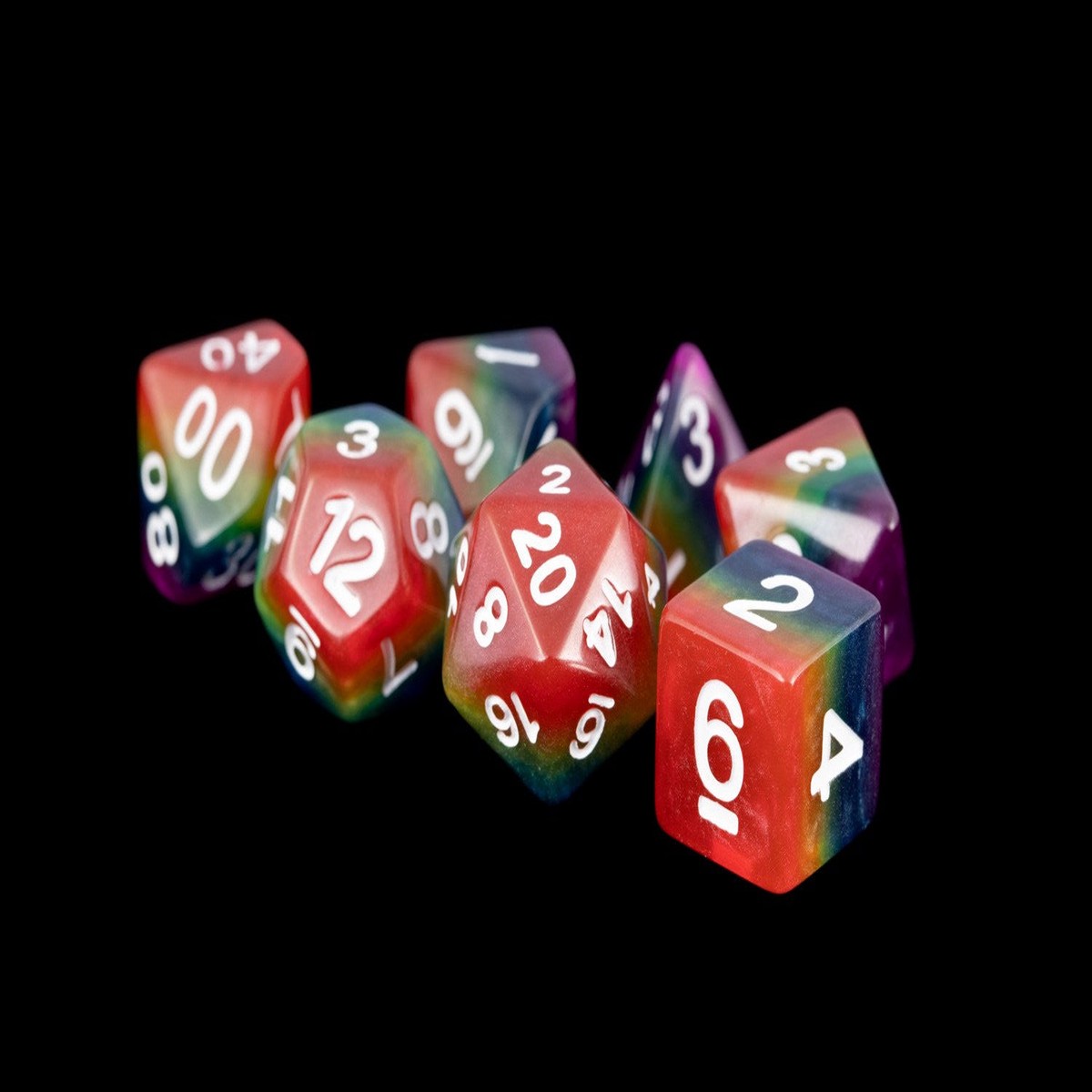 Metallic Dice Games Layered Rainbow 7ct Polyhedral Dice Set