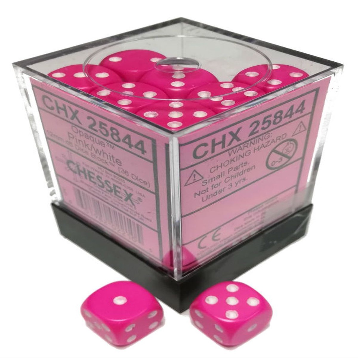 Chessex 12mm Opaque Pink/White 36ct D6 Set (25844)