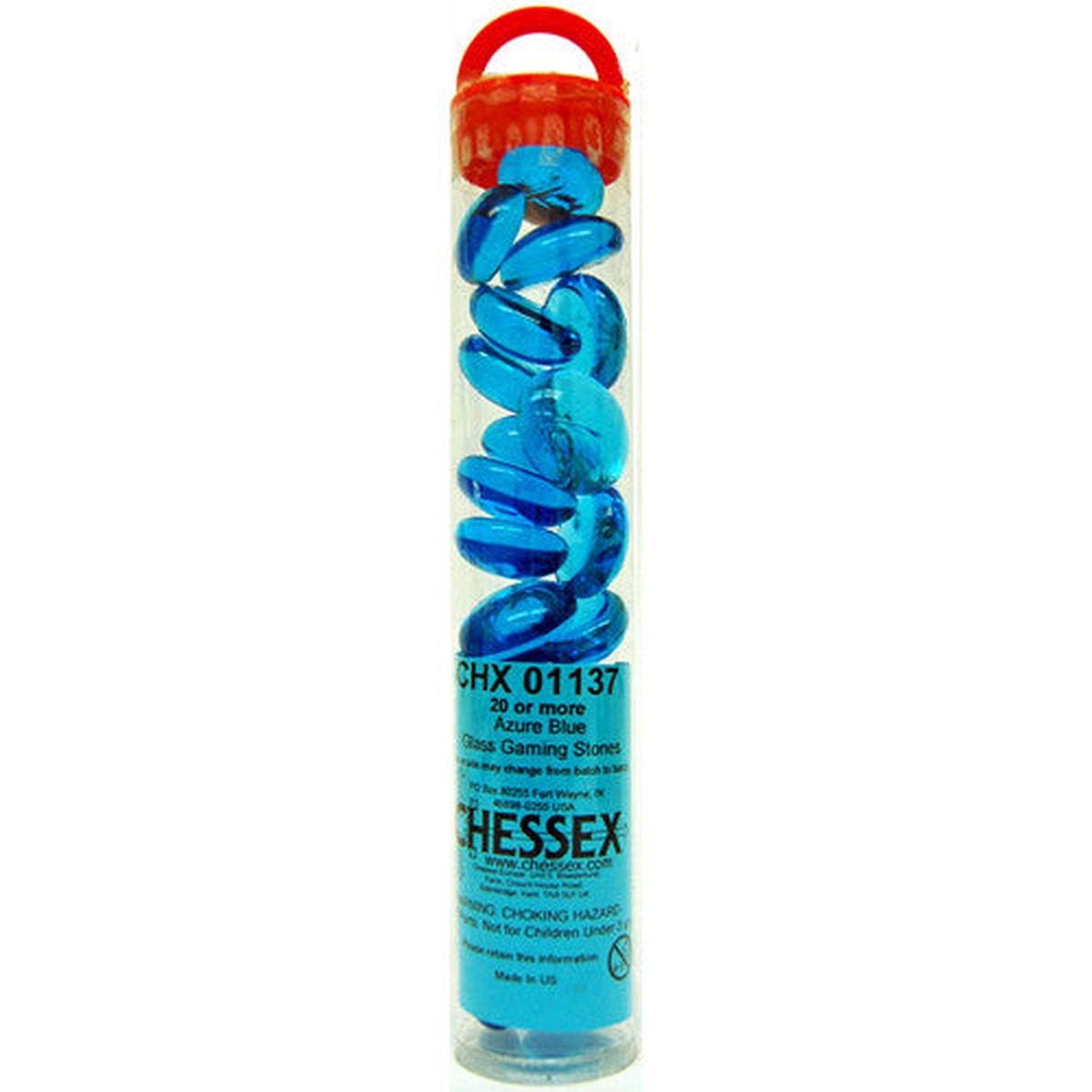 Chessex Azure Blue Glass Stones in Tube (01137)