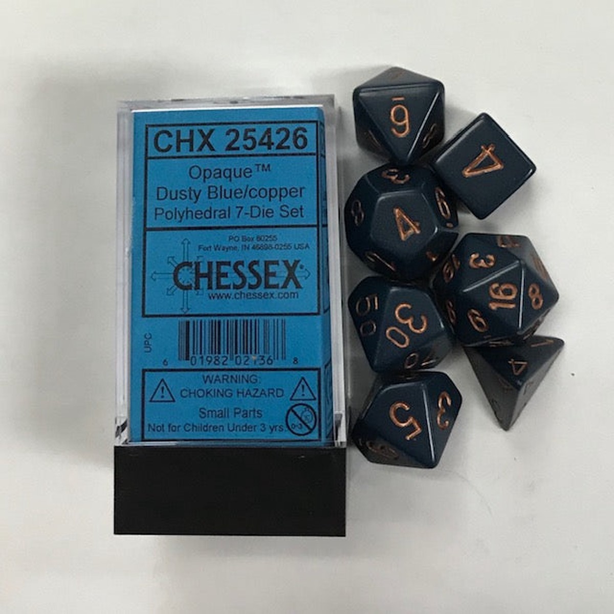 Chessex Opaque Dusty Blue/Copper 7ct Polyhedral Set (25426)