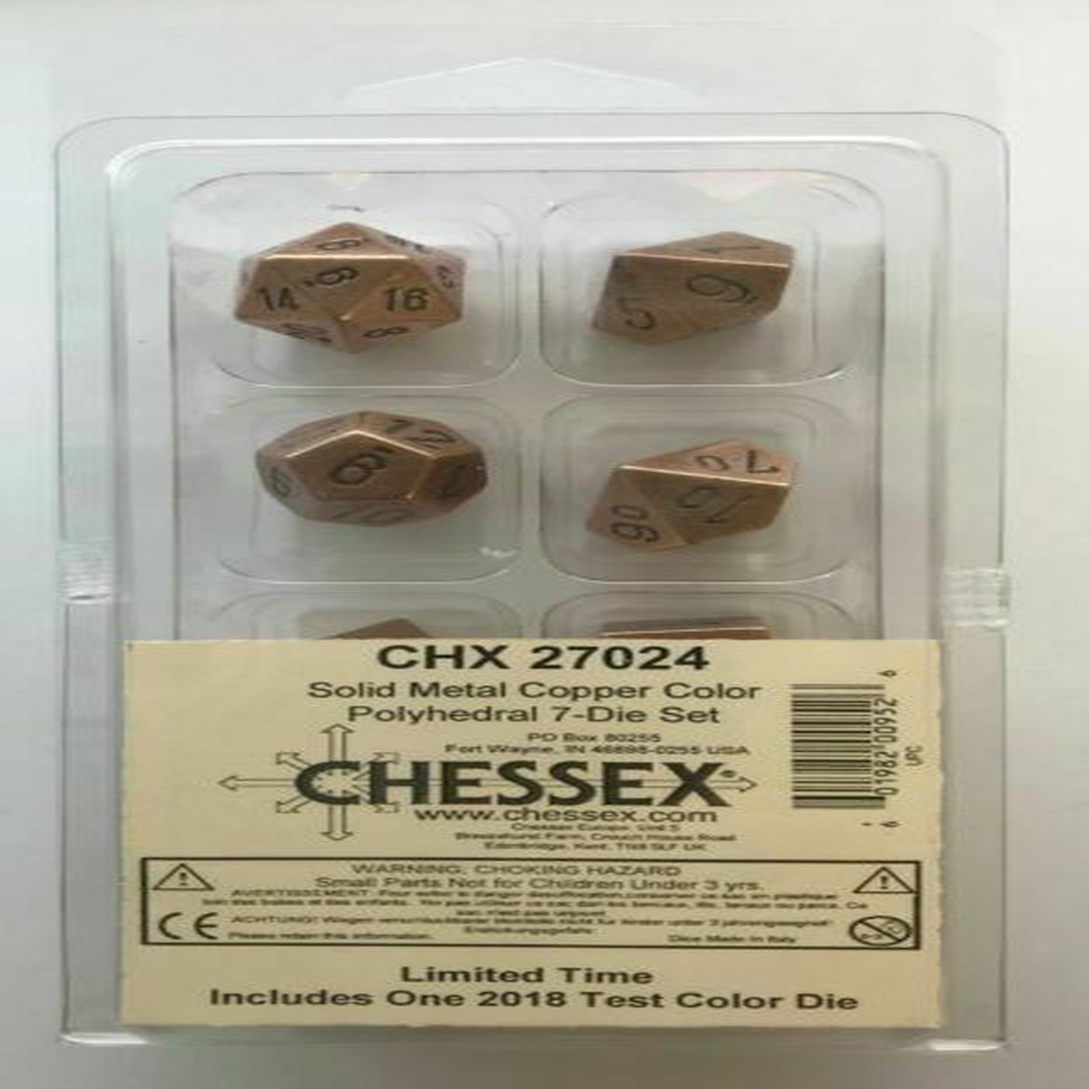 Chessex Solid Metal Copper 7ct Polyhedral Set (27024)