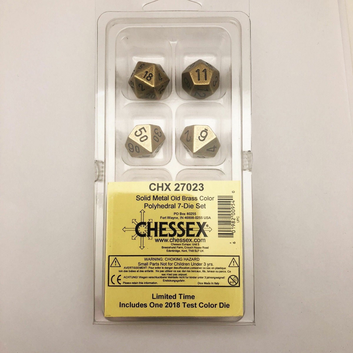 Chessex Solid Metal Old Brass 7ct Polyhedral Set (27023)