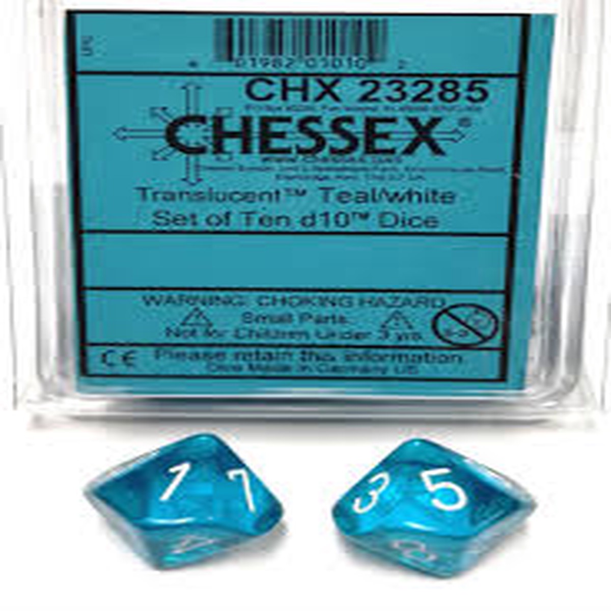 Chessex Translucent Teal/White 10ct D10 Set (23285)