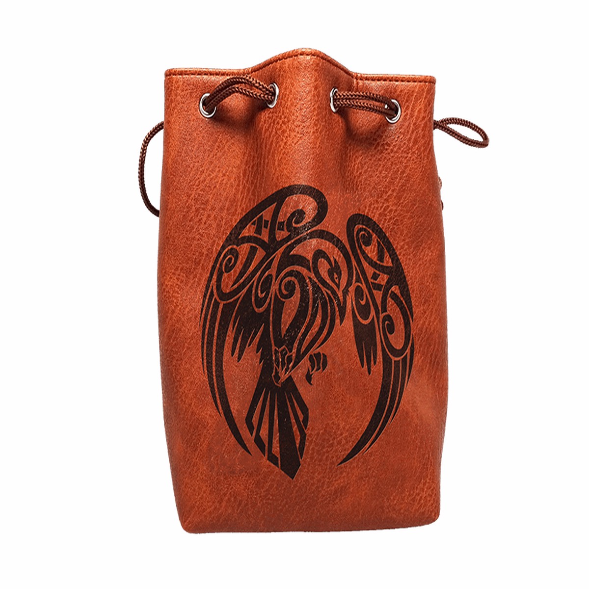 Easy Roller Brown Leather Lite Raven Design Self-Standing Large Dice Bag