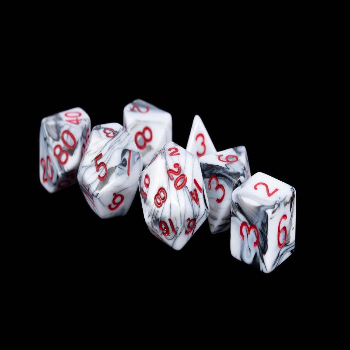 Metallic Dice Games Marble/Red 7ct Polyhedral Dice Set