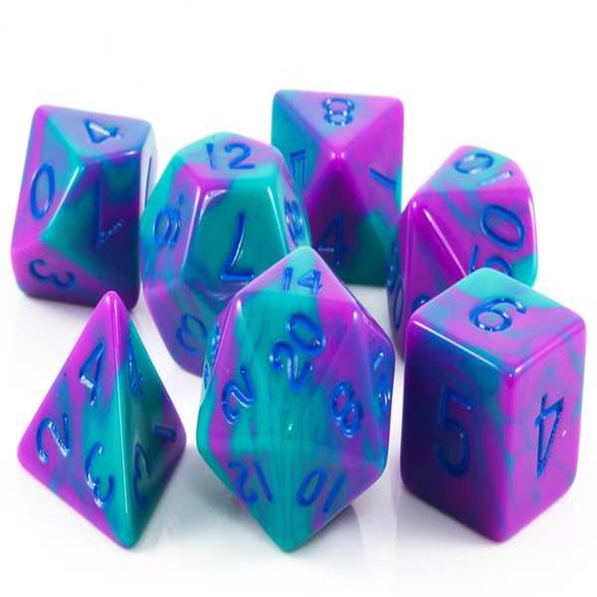 Metallic Dice Games Purple-Teal/Blue 7ct Polyhedral Dice Set