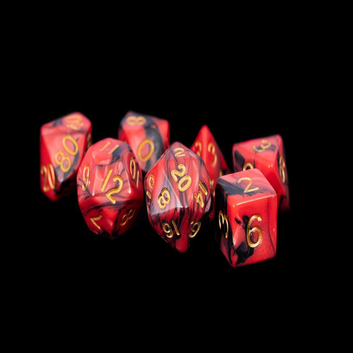 Metallic Dice Games Red-Black/Gold 7ct Polyhedral Dice Set