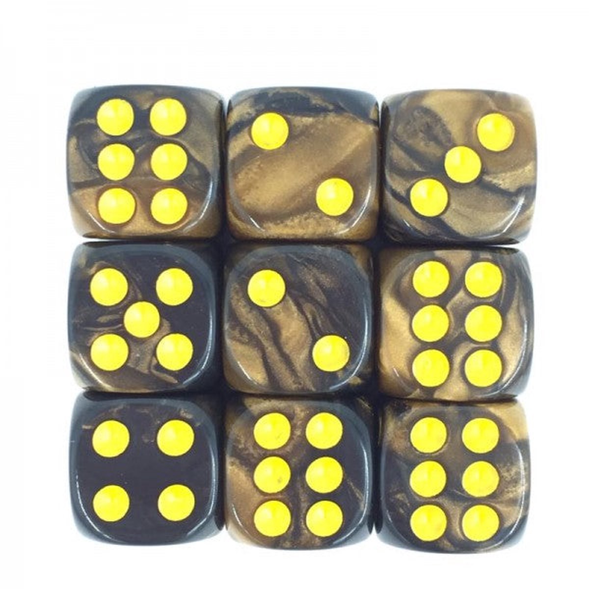 HD Dice Blend Color Gold - Black/Yellow 12mm D6 Set