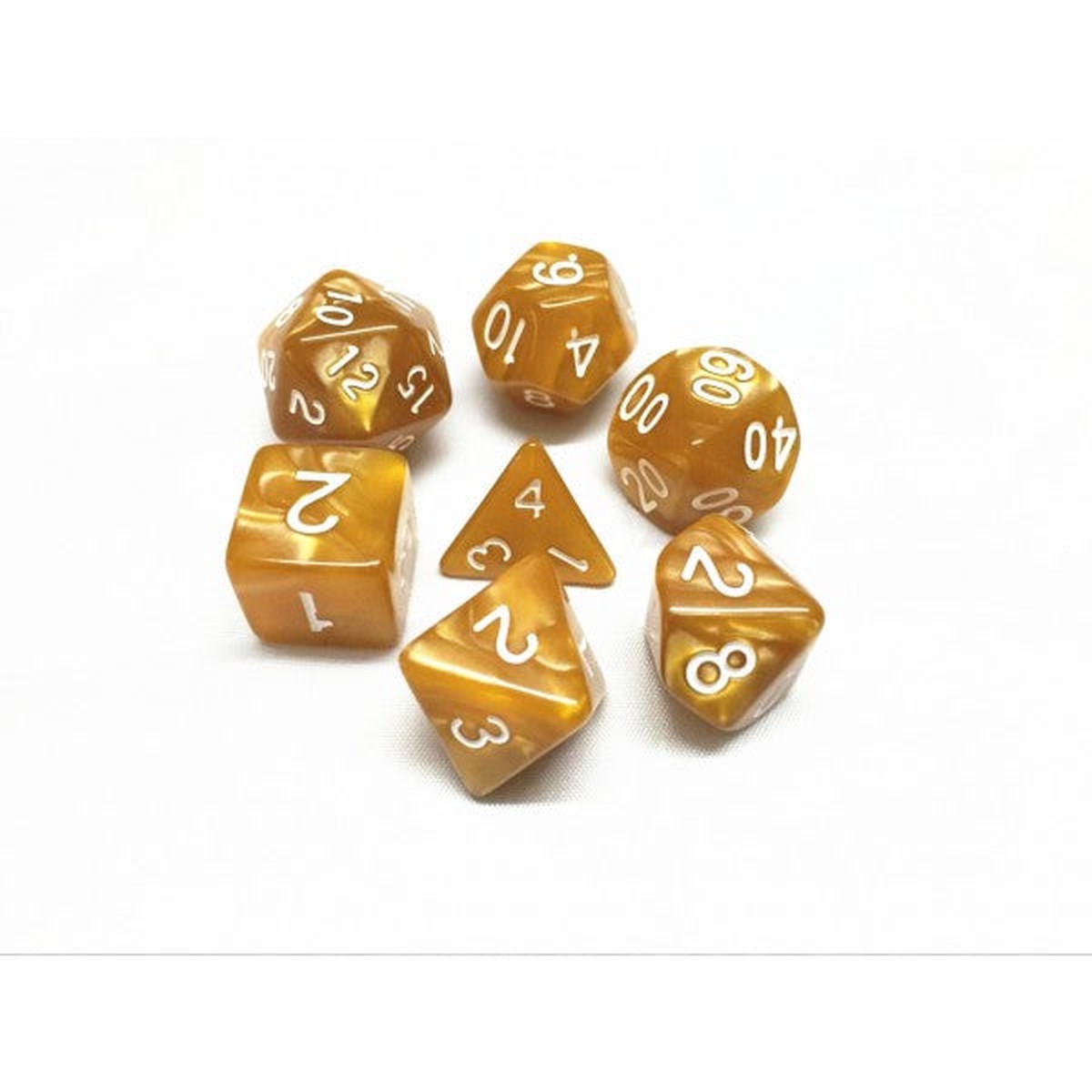 HD Dice Golden Pearl 7ct Polyhedral Dice Set