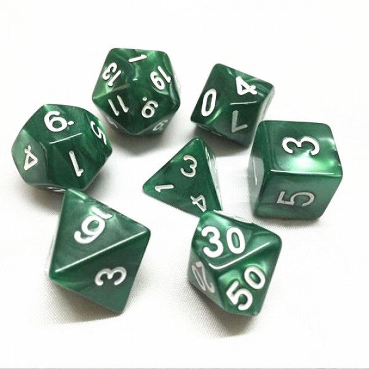 HD Dice Pearl Green 7ct Polyhedral Dice Set