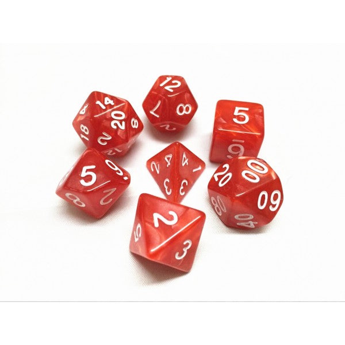 HD Dice Pearl Red 7ct Polyhedral Dice Set
